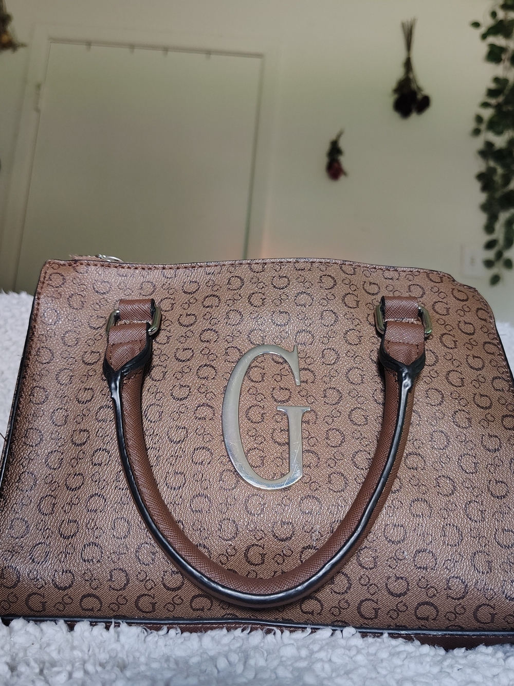 GUESS | G Signature Brown Satchel Bag